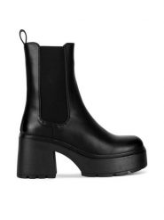 DeeZee Botki HY6085-2 Czarny. Czarne botki DeeZee, bez wzorów, bez obcasa, na słupku, bez zapięcia. Za 139.99 zł.