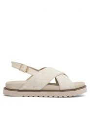 DeeZee Sandały Donna H86009-9 Beżowy. Brązowe sandały DeeZee, bez wzorów, z materiału, bez obcasa, na płaskiej podeszwie, bez zapięcia. Za 69.99 zł.