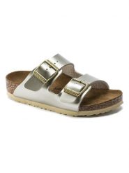 Birkenstock Klapki "Arizona" w kolorze złotym rozmiar: 38. Żółte klapki Birkenstock, bez wzorów, klasyczne, z otwartym noskiem, bez obcasa, bez zapięcia. Za 289.20 zł.