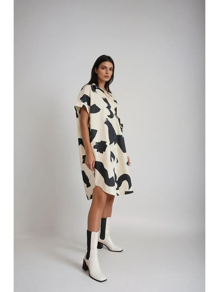 Monki Sukienka w kolorze kremowo-czarnym rozmiar: M. Brązowe sukienki Monki, m, bez wzorów, z bawełny, bez kołnierzyka, bez ramiączek, midi. Za 43.99 zł.