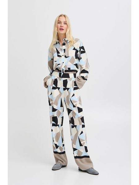 B.young Spodnie w kolorze błękitno-beżowym rozmiar: 40. Brązowe spodnie materiałowe b.young, bez wzorów, z materiału, z podwyższonym stanem. Za 74.81 zł.