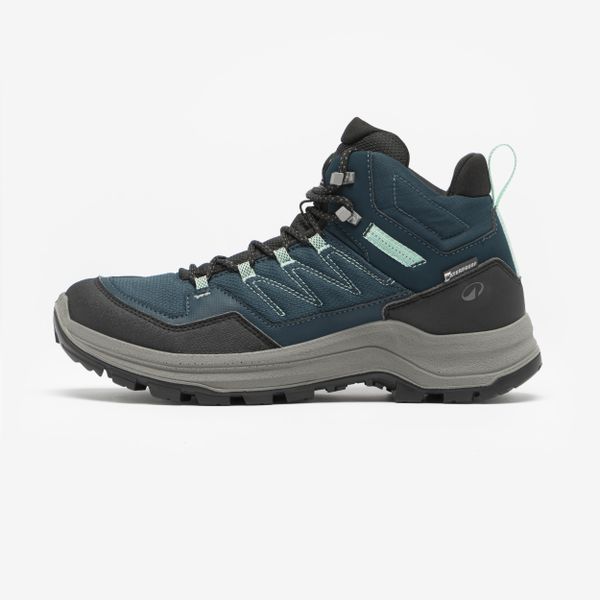 Buty turystyczne damskie Quechua MH100 wodoodporne. Szare buty trekkingowe QUECHUA, bez wzorów, z kauczuku, przed kolano, bez zapięcia, outdoorowe. Za 269.99 zł.