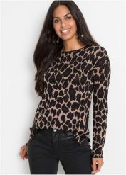 Sweter żakardowy. Brązowe swetry bonprix, bez wzorów, z żakardem, bez ramiączek. Za 117.99 zł.