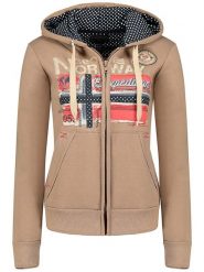 Geographical Norway Bluza "Farlotte" w kolorze beżowym rozmiar: M. Brązowe bluzy Geographical Norway, m, z aplikacjami, bez kaptura. Za 172.08 zł.