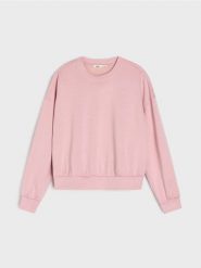 Gładka bluza z długim rękawem soft touch - różowy. Czerwone bluzy Sinsay, l, bez wzorów, bez kaptura, do biegania. Za 49.99 zł.