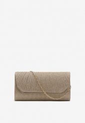 Złota Metaliczna Torebka Kopertówka na Ramię Lunke. Żółte torebki klasyczne Renee, bez wzorów, z materiału, eleganckie, na ramię, bez dodatków. Za 59.99 zł.