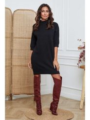 So Cachemire Sukienka dzianinowa "Major" w kolorze czarnym rozmiar: XL. Czarne sukienki So Cachemire, na co dzień, xl, bez wzorów, z dzianiny, bez kołnierzyka, bez ramiączek, midi, proste. Za 201.08 zł.