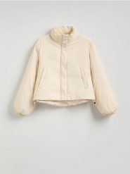 Kurtka bomber oversize z ociepleniem - złamana biel. Kurtki Reserved, l, bez wzorów, z tkaniny, bez kaptura. Za 179.99 zł.