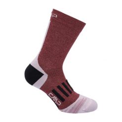 Skarpety trekkingowe uniseks TREKKING SOCK MID MICROLON lekkie amortyzujące. Czerwone skarpetki CMP, bez wzorów. Za 69.99 zł.