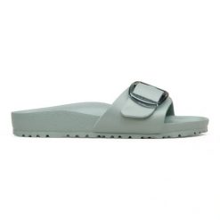 BIRKENSTOCK Madrid Big Buckle EVA Gray Taupe Klapki damskie. Szare klapki Birkenstock, bez wzorów, eleganckie, bez obcasa, bez zapięcia. Za 219.99 zł.