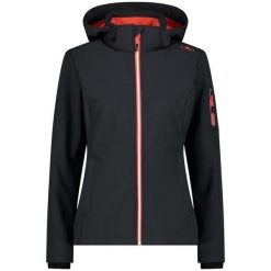Kurtka damska turystyczna CMP 39A5006. Czerwone kurtki przejściowe sportowe CMP, bez wzorów, z softshellu, bez kaptura, trekkingowe. W wyprzedaży za 314.99 zł.
