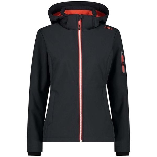 Kurtka damska turystyczna CMP 39A5006. Czerwone kurtki przejściowe sportowe CMP, bez wzorów, z softshellu, bez kaptura, trekkingowe. W wyprzedaży za 314.99 zł.
