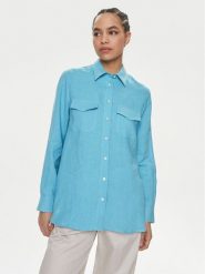 Marella Koszula Alcide 2413111142 Niebieski Regular Fit. Niebieskie koszule Marella, bez wzorów, ze lnu, bez kołnierzyka, bez ramiączek. Za 449.99 zł.