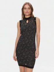 Guess Sukienka dzianinowa Chelsea W4RK44 Z3C90 Czarny Slim Fit. Czarne sukienki Guess, l, z aplikacjami, z dzianiny, bez kołnierzyka, bez ramiączek. Za 379.99 zł.