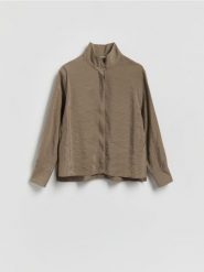 Koszula z modalem - szary. Szare koszule Reserved, l, bez wzorów, z tkaniny, bez kołnierzyka, bez ramiączek. Za 129.99 zł.