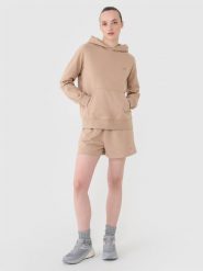 4F Spodenki dresowe damskie - beżowe XL. Brązowe szorty 4f, bez wzorów, z bawełny, sportowe. W wyprzedaży za 39.99 zł.