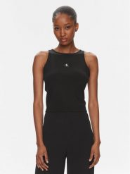 Calvin Klein Jeans Top Archival J20J223107 Czarny Slim Fit. Czarne topy Calvin Klein Jeans, xxl, bez wzorów, z jeansu, bez kołnierzyka, bez ramiączek. Za 119.99 zł.