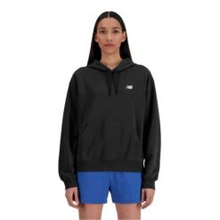 Bluza sportowa damska New Balance WT41507BK. Czarne bluzy z kapturem New Balance, l, bez wzorów, z materiału, z kapturem, do piłki nożnej. Za 362.00 zł.
