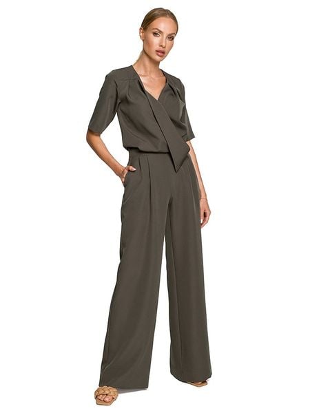 Made of emotion Kombinezon w kolorze khaki rozmiar: XL. Brązowe kombinezony Made Of Emotion, xl, bez wzorów, bez kołnierzyka, bez ramiączek. Za 240.43 zł.