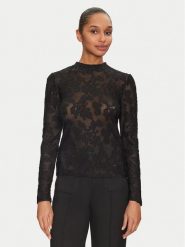 Morgan Bluzka 251-TEVORA Czarny Slim Fit. Czarne bluzki Morgan, m, bez wzorów, z syntetyku, bez kołnierzyka, bez ramiączek. Za 129.99 zł.
