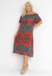 Czerwona Sukienka Hiszpanka z Wiskozy w Fantazyjny Print Aiphone. Czerwone sukienki Born2be, xl, bez wzorów, z wiskozy, bez kołnierzyka, bez ramiączek, midi. W wyprzedaży za 48.99 zł.