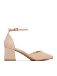 JENNY Czółenka CEO-SW25-5 02 Beżowy. Brązowe czółenka Jenny, bez wzorów, z materiału, bez obcasa, bez zapięcia. Za 129.99 zł.