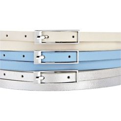 Komplet pasków (3 części) bonprix kremowy + jasnoniebieski + srebrny kolor. Paski marki bonprix. Za 37.99 zł.