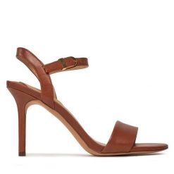 Sandały LAUREN RALPH LAUREN. Brązowe sandały Lauren Ralph Lauren, bez wzorów, bez obcasa, na szpilce, bez zapięcia. Za 599.99 zł.