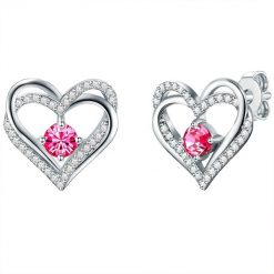 Rafaela Donata Kolczyki sztyfty z kryształkami Swa Serce srebro wysokiej próby zdobiony kryształkami Swarovski® srebrny 1 ct Damski. Szare kolczyki Rafaela Donata, z cyrkonią, srebrne. Za 479.99 zł.