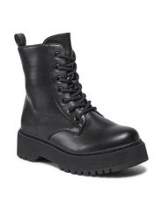 Jenny Fairy Trapery WSD1916-01P Czarny. Czarne traperki Jenny Fairy, bez wzorów, ze skóry, bez obcasa, bez zapięcia. Za 159.99 zł.