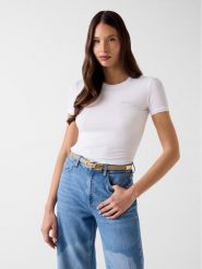 Guess T-Shirt W6YI12 K3751 Biały Slim Fit. Białe t-shirty Guess, s, z aplikacjami, bez kołnierzyka, bez ramiączek. Za 148.99 zł.
