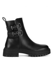 DeeZee Botki HY60208-3 Czarny. Czarne botki DeeZee, bez wzorów, bez obcasa, na płaskiej podeszwie, bez zapięcia. Za 159.99 zł.