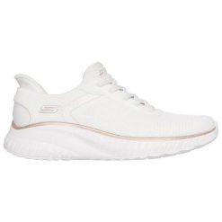 Buty sportowe damskie Skechers Bobs Squad Chaos SLIP-INS. Białe buty treningowe Skechers, bez wzorów, bez zapięcia. Za 339.00 zł.