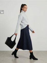 Sweter z golfem - szary. Szare swetry Sinsay, l, bez wzorów, bez ramiączek. Za 49.99 zł.