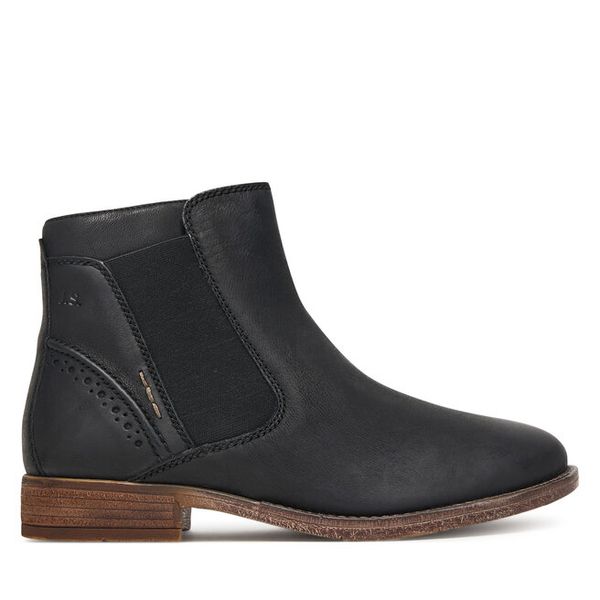 Botki Josef Seibel. Czarne botki Josef Seibel, bez wzorów, bez obcasa, na płaskiej podeszwie, bez zapięcia. Za 419.99 zł.