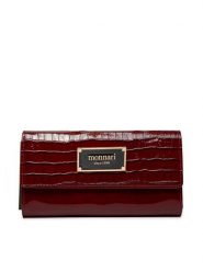 Monnari Duży Portfel Damski PUR0120-M05 Bordowy. Czerwone portfele Monnari, bez wzorów, z lakierowanej skóry. Za 79.99 zł.