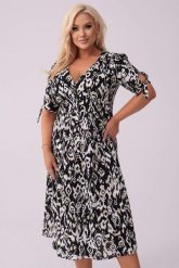 Elegancka sukienka Elise na wesele w czarno-białe wzory PLUS SIZE OVERSIZE XXL. Białe sukienki Moda Size Plus Iwanek, na co dzień, plus size, bez wzorów, z materiału, eleganckie, bez kołnierzyka, plus size, bez ramiączek, midi, oversize. W wyprzedaży za 199.90 zł.