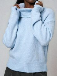 Klasyczny golf z domieszką wełny - niebieski. Niebieskie swetry Sinsay, l, bez wzorów, z wełny, klasyczne, bez ramiączek. Za 59.99 zł.