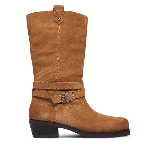 Kozaki Liu Jo. Brązowe kozaki Liu Jo, bez wzorów, bez obcasa, na słupku, bez zapięcia. Za 1,069.00 zł.