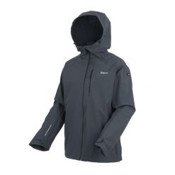 Kurtka turystyczna przeciwdeszczowa damska Birchdale wodoodporna. Szare kurtki przeciwdeszczowe Regatta, bez wzorów, bez kaptura, trekkingowe. Za 229.99 zł.