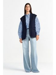 Rich & Royal Bluzka w kolorze niebiesko-białym rozmiar: 34. Niebieskie bluzki Rich & Royal, bez wzorów, z bawełny, bez kołnierzyka, bez ramiączek. Za 274.99 zł.