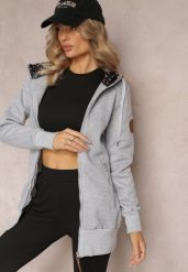 Jasnoszara Bluza z Kapturem i Polarem Halimins. Szare bluzy Renee, s, bez wzorów, z polaru, bez ramiączek, z kapturem. W wyprzedaży za 103.99 zł.