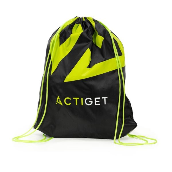 Worek plecak na buty odzież sportową torba ze ściągaczem na trening 20 L. Czarna buty treningowe ACTIGET, bez wzorów, z materiału, przez ramię. Za 3.95 zł.