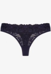 Granatowe Koronkowe Majtki Stringi z Bawełny Venalora. Niebieskie stringi Born2be, bez wzorów, z bawełny. Za 9.99 zł.