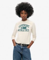 Wąska koszulka z długim rękawem Athletic Ringer. Brązowe t-shirty sportowe Superdry, s, bez wzorów, z bawełny, bez ramiączek. Za 195.40 zł.