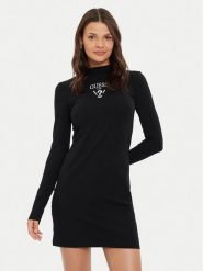 Guess Sukienka codzienna Colette Jersey V4BK04 KCDH1 Czarny Regular Fit. Czarne sukienki Guess, na co dzień, xl, z aplikacjami, z bawełny, bez kołnierzyka, bez ramiączek, proste. Za 119.99 zł.
