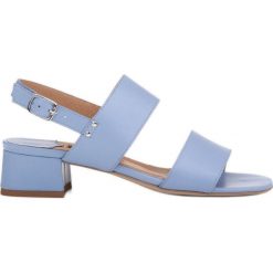 Marco Shoes Sandały Cinta z obcasem powlekanym skórą niebieskie. Niebieskie sandały Marco Shoes, bez wzorów, ze skóry, bez obcasa, bez zapięcia. Za 259.00 zł.