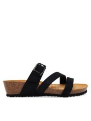 Geox Klapki D New Sthellae D551AA 00032 C9999 Czarny. Czarne klapki Geox, bez wzorów, z nubiku, bez obcasa, bez zapięcia. Za 379.99 zł.