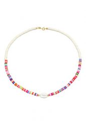 Elli Damski Boho kolorowe koraliki muszka Kauri w pozłacanym srebrze 925 Sterling Silver Naszyjniki 1 ct. Szare naszyjniki Elli, z materiału, pozłacane. Za 241.39 zł.