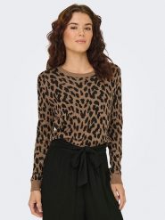 ONLY Sweter w kolorze jasnobrązowo-czarnym rozmiar: M. Brązowe swetry ONLY, m, bez wzorów, bez ramiączek. Za 70.08 zł.